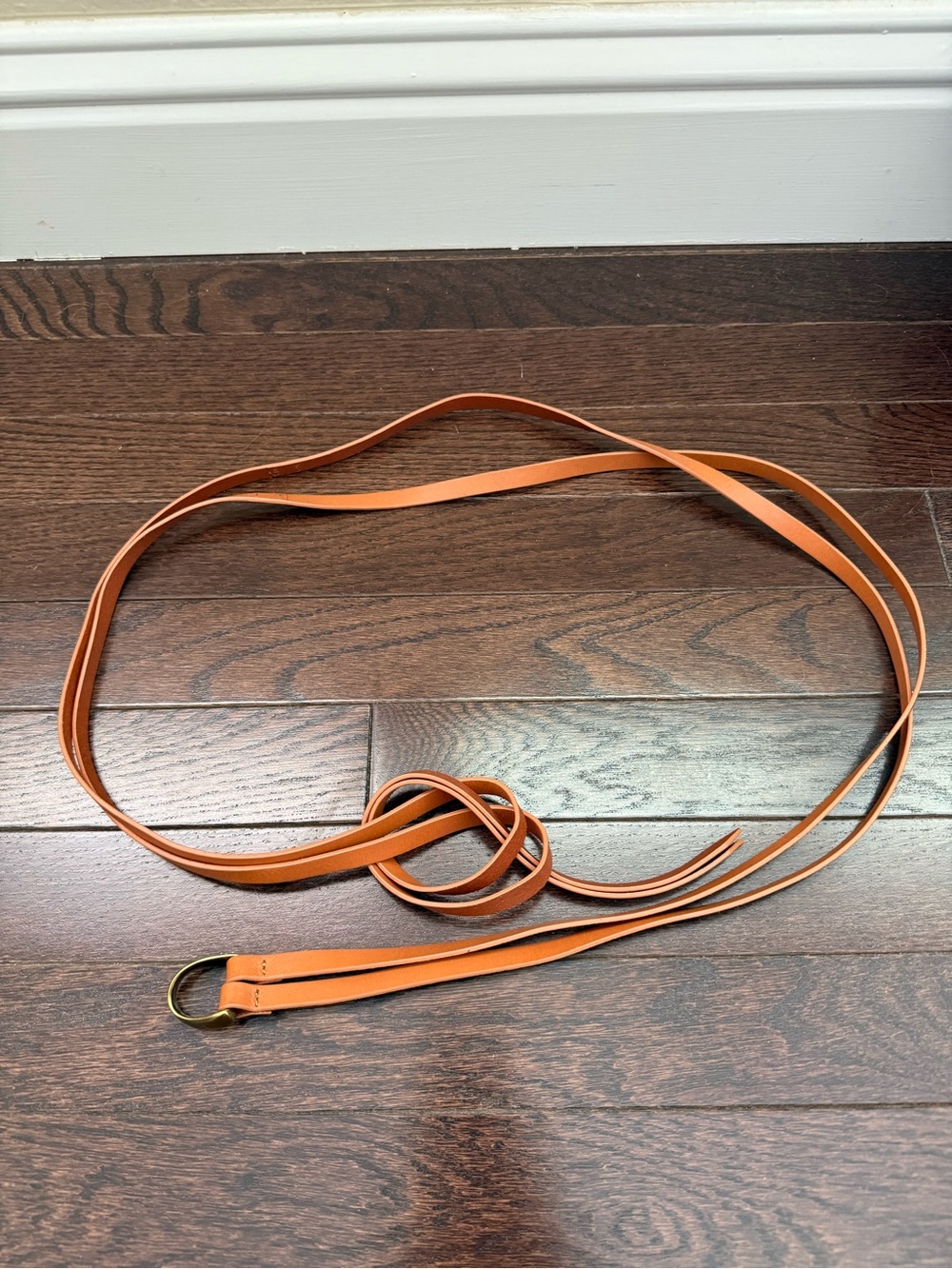 Leather O-Ring Waist Belt in Cognac